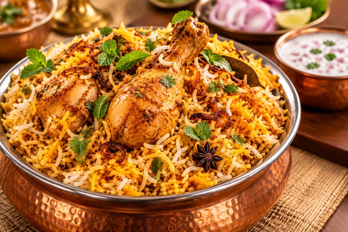 Chicken biryani catering dish